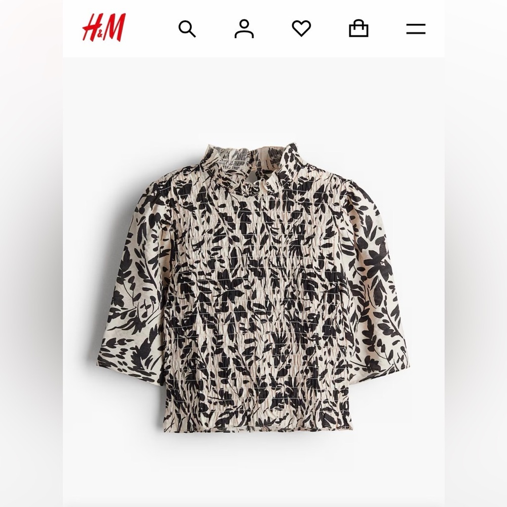 H&M Black and blush Abstract Top